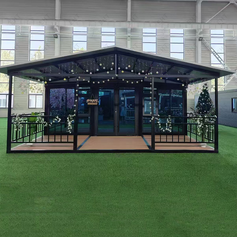 Unidade viva móvel pré-fabricada casa expansível de contêiner de asa dupla de 20 pés